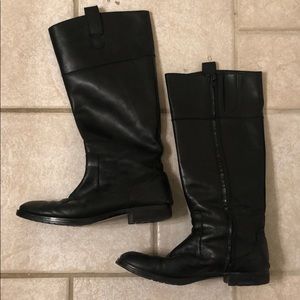 black leather riding boots